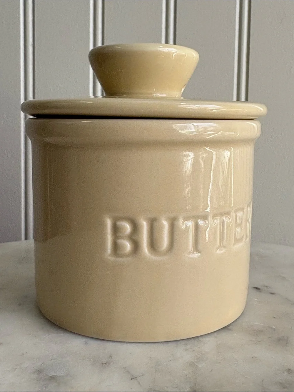 Ceramic Yellow Round Butter Bell LIKE NEW! Farmhouse Cottagecore Country Grandma